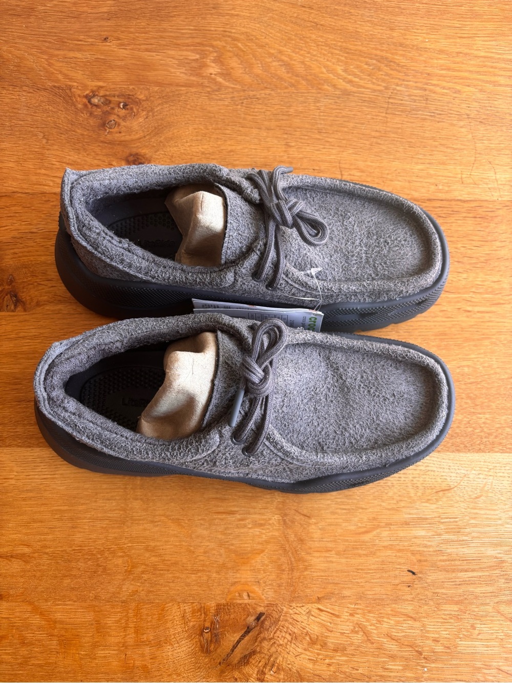 CROCS Gallery Shoe: Gray Suede-Textured Slip-On Sneakers